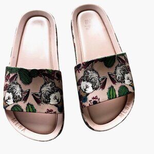 Mel Mini Melissa Pink Llama Slide Sandals Girls Size 1